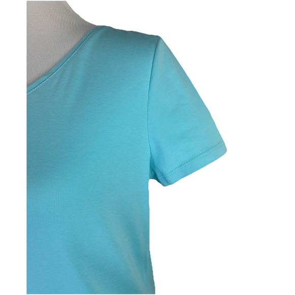 The Talbots Tee Short Sleeve V-Neck Pima Cotton Blue T-Shirt Womens Petite L - Picture 4 of 11